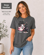 Pastel goth holiday shirt with cute ghost and pink Christmas aesthetic.