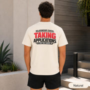 Back view of an Ash shirt reading Relationship Status Taking Applications for the Ladies.