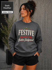 Comfortable fleece-lined Christmas crewneck with distressed retro holiday typography.