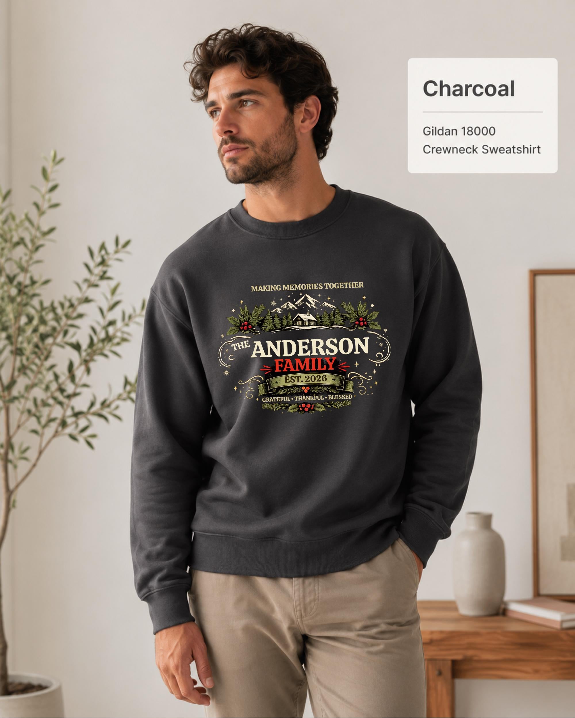 Personalized family gift for Christmas morning, winter gatherings, and seasonal photos.