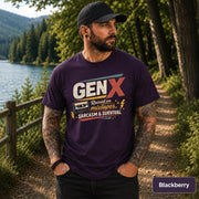 Retro cassette tape shirt combining Gen X humor, nostalgia, and bold distressed artwork.