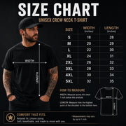 Size chart for Gildan 5000 Retro cassette tape shirt combining Gen X humor, nostalgia, and bold distressed artwork.