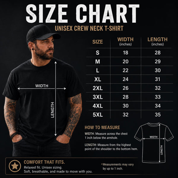 Size chart for Gildan 5000 Retro cassette tape shirt combining Gen X humor, nostalgia, and bold distressed artwork.