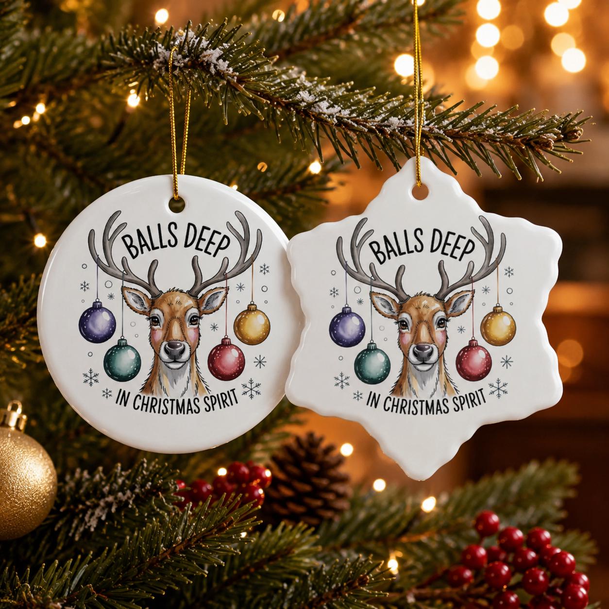 Ceramic Christmas ornament available individually or in bundles of 3, 5, and 10.
