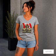 Army Mom Shirt Canada Flag Combat Boots Tee Military Mom Gift Proud Army Mother Shirt Patriotic Canada Tee V Neck Shirt