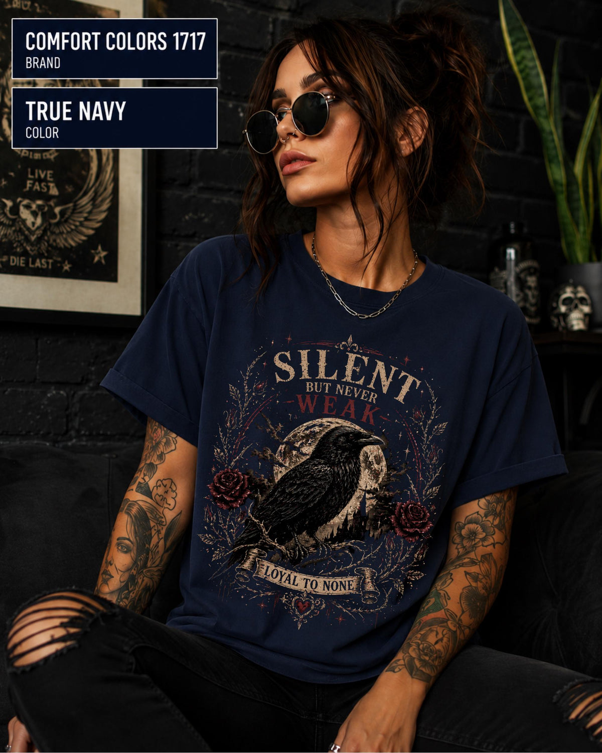 Silent But Never Weak Shirt, Gothic Raven Tee, Dark Academia T Shirt, Moody Aesthetic Top, Witchy Graphic Tee, Alt Fashion