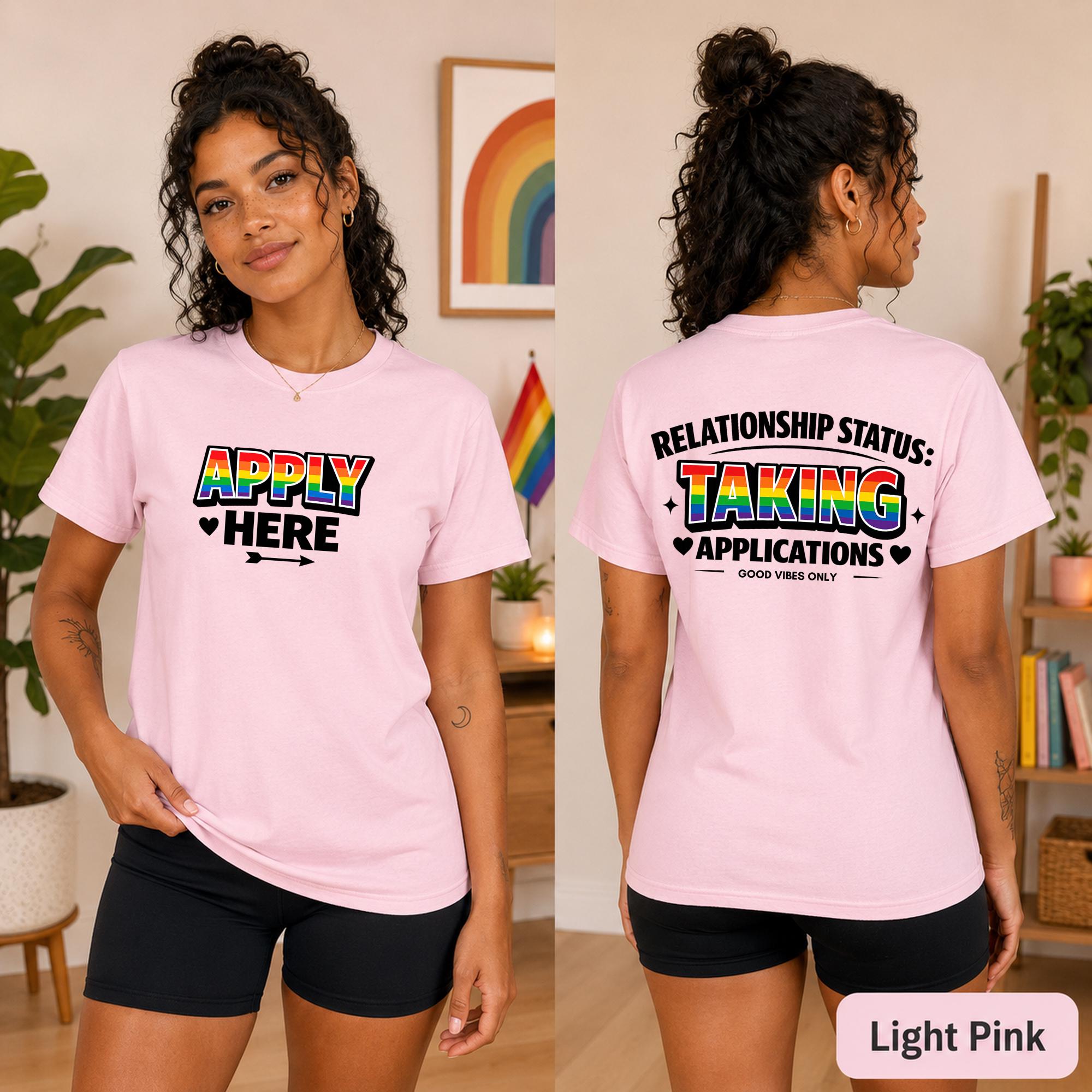 Light Pink unisex tee designed for singles, Pride events, festivals, and LGBTQ celebrations.