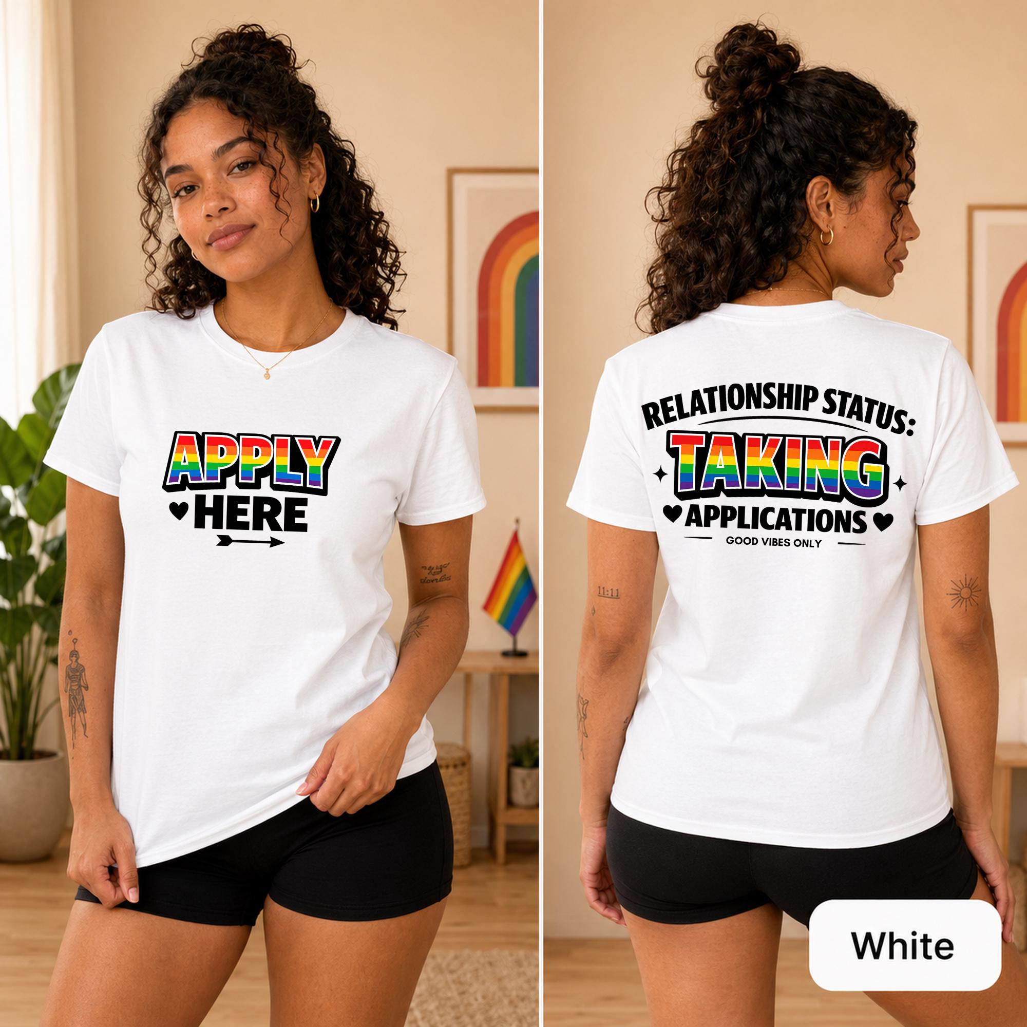 Flirty queer dating tee for Pride Month, girls’ trips, parties, and social events.
