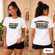 Flirty queer dating tee for Pride Month, girls’ trips, parties, and social events.
