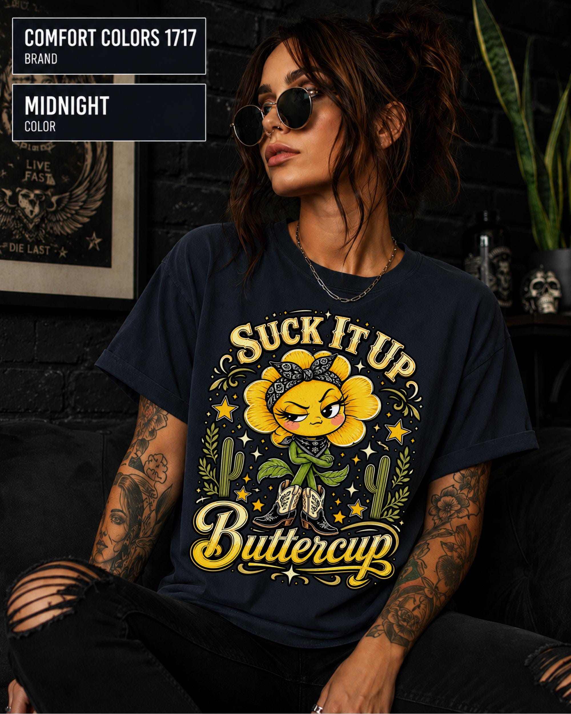 Sassy cowgirl graphic tee displayed on a woman with casual jeans in an outdoor setting.