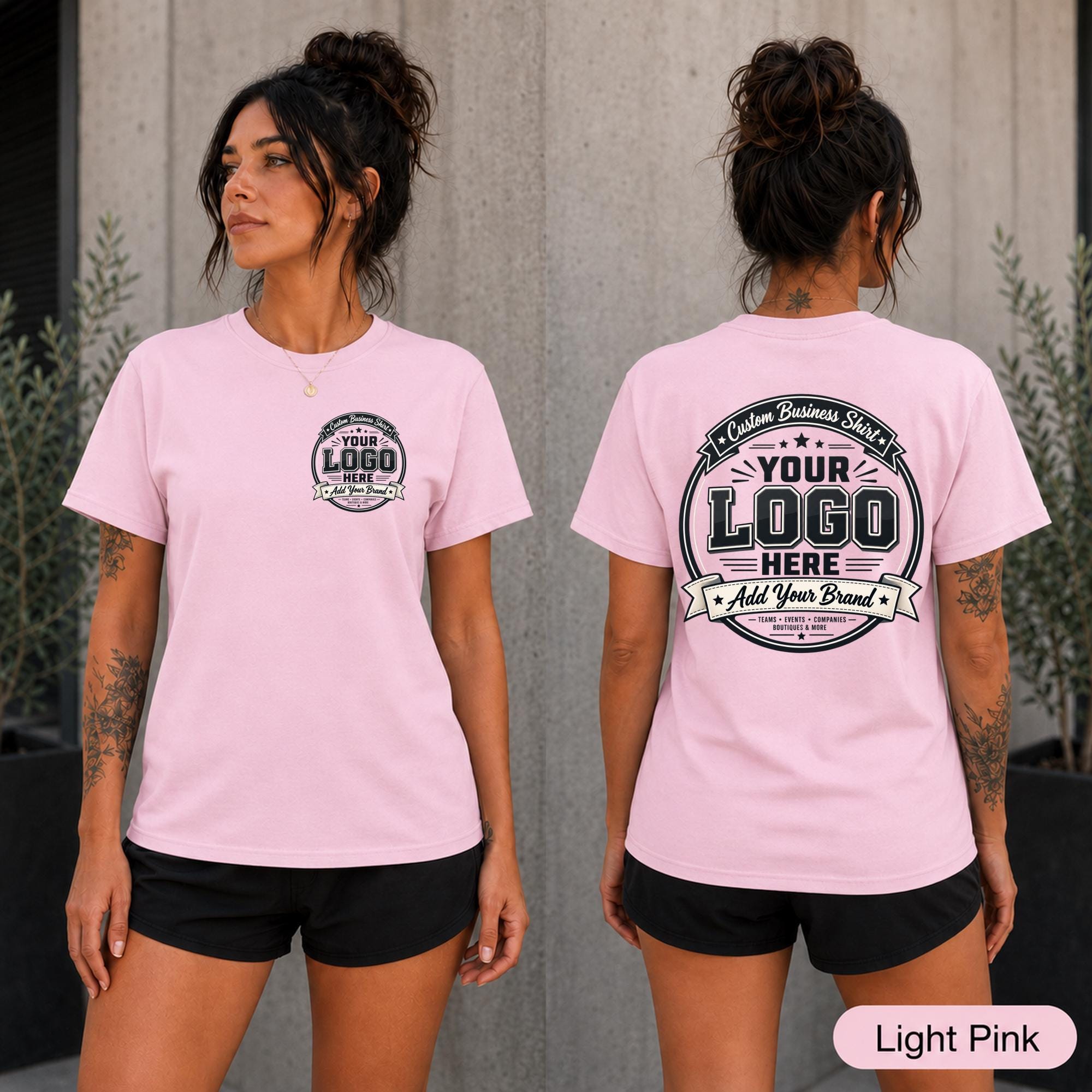 Personalized team uniform T-shirt designed for business logos and company branding.
