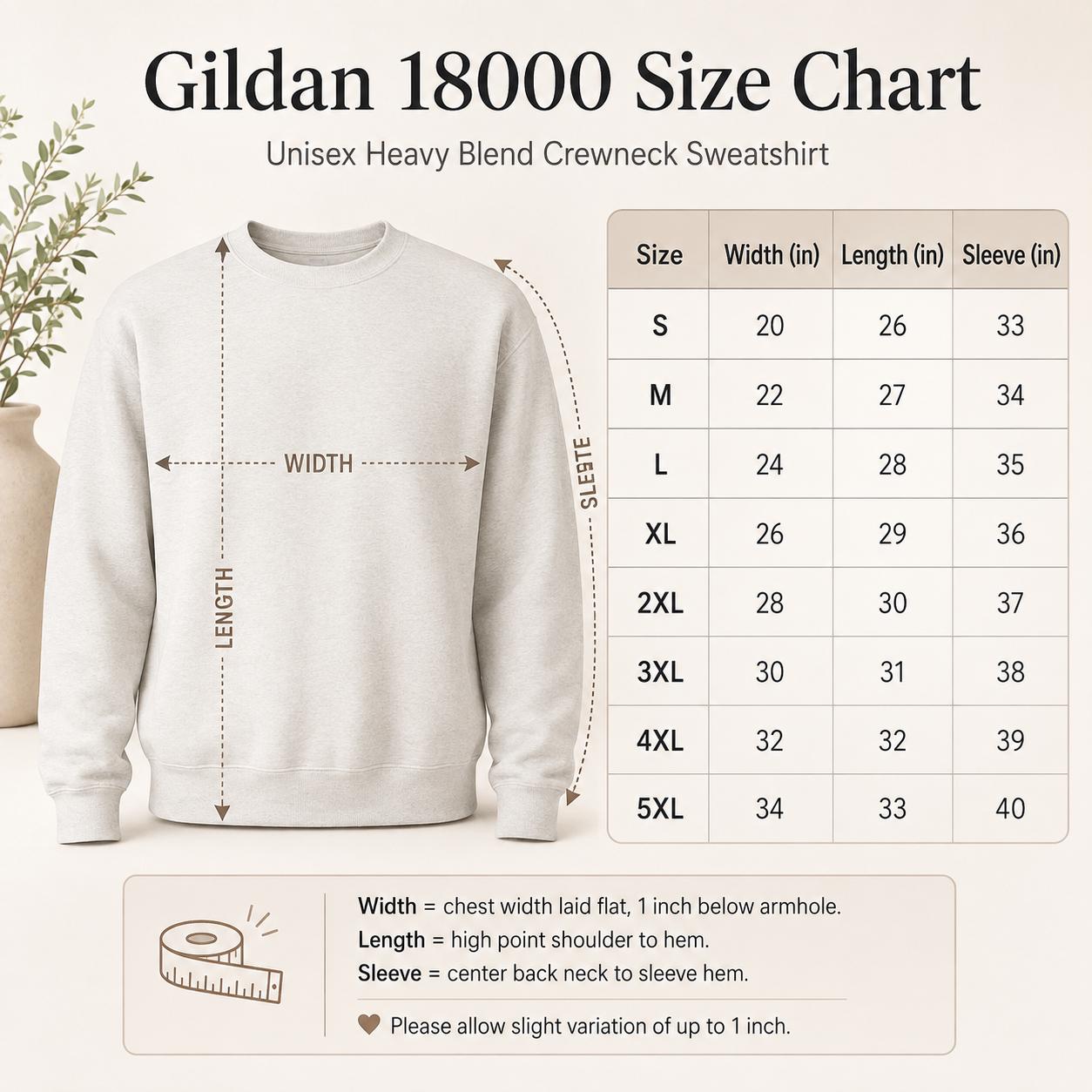 Size chart Christmas sweatshirt featuring a cute hippo in a Santa hat with Merry Moodengmas text, candy canes, ornaments, holly, and snowflakes.