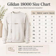 Size chart Christmas sweatshirt featuring a cute hippo in a Santa hat with Merry Moodengmas text, candy canes, ornaments, holly, and snowflakes.
