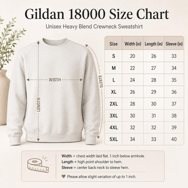 Size chart Christmas sweatshirt featuring a cute hippo in a Santa hat with Merry Moodengmas text, candy canes, ornaments, holly, and snowflakes.