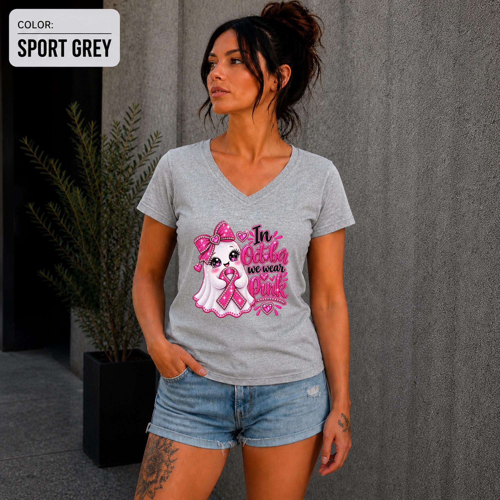 In October We Wear Pink Ghost Shirt | Breast Cancer Awareness Shirt
