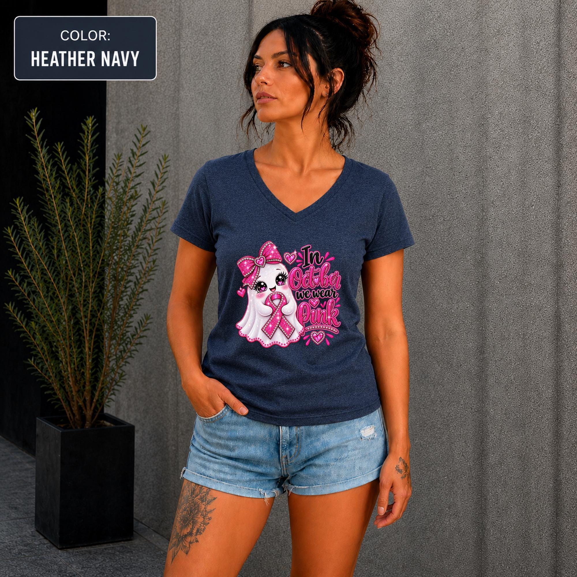 In October We Wear Pink Ghost Shirt | Breast Cancer Awareness Shirt