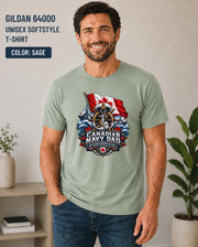 Father’s Day military shirt featuring Canadian Navy Dad lettering and ocean scene.
