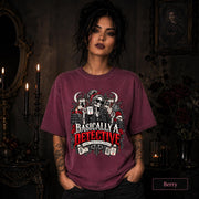 Basically a Detective berry graphic T-shirt featuring a skeleton investigator, evidence board, magnifying glass, red roses, case files, and true crime artwork.