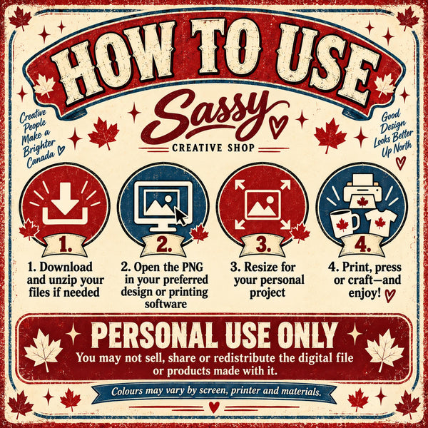 How to use the Tariff This PNG for personal crafting, including downloading, opening, resizing and printing the design.