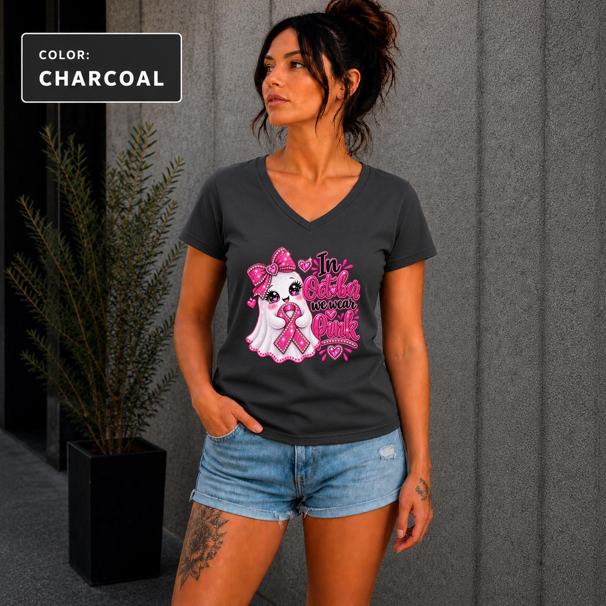 In October We Wear Pink Ghost Shirt | Breast Cancer Awareness Shirt