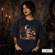 Gothic Unicorn Shirt, Witchy Owl Graphic Tee, Dark Cottagecore Top, Celestial Forest T Shirt, Mystical Animal Gift