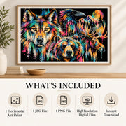 What’s included card showing one artwork supplied as high-resolution PNG and JPG files for printable landscape wall decor.