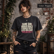 Color Pepper tee showcasing the sassy statement graphic with distressed lettering and motivational wording.