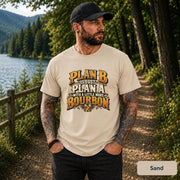 Sand unisex T-shirt featuring the funny whiskey phrase in a vintage tavern-inspired layout.