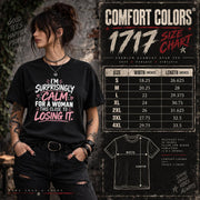 Comfort Colors 1717 size chart showing unisex garment measurements, fit guidance, and sizing information.