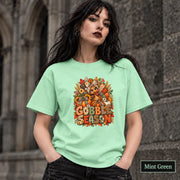 Mint Green Gildan 5000 shirt showcasing the “Gobble Season” design with turkey illustration and bright seasonal colors.