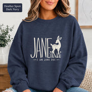 Heather Navy Gildan 18000 sweatshirt displaying the solidarity statement design in a soft unisex crewneck style.