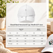 Flexfit 6277 size chart showing cap measurements and fit information for S/M and L/XL sizes.