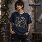 True Navy Comfort Colors 1717 T-shirt featuring a distressed vintage-style graphic of multiple dogs, including a bold central dog with a cigarette, styled with a dark grunge aesthetic.
