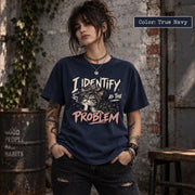 True Navy Comfort Colors 1717 shirt displaying the grumpy cat quote design in a deep navy color.