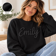 Custom Name Puff Print Sweatshirt, Personalized 3D Raised Text Crewneck, Retro Gift for Her