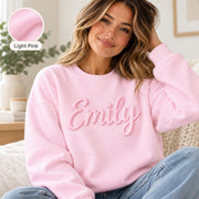 Custom Name Puff Print Sweatshirt, Personalized 3D Raised Text Crewneck, Retro Gift for Her