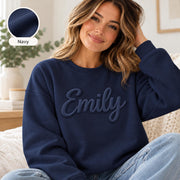 Custom Name Puff Print Sweatshirt, Personalized 3D Raised Text Crewneck, Retro Gift for Her