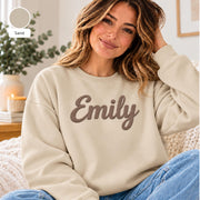 Custom Name Puff Print Sweatshirt, Personalized 3D Raised Text Crewneck, Retro Gift for Her