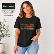 Black Heather shirt featuring the statement design with orange and red text across the chest.