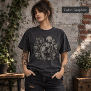 Graphite Comfort Colors 1717 T-shirt featuring a distressed vintage-style graphic of multiple dogs, including a bold central dog with a cigarette, styled with a dark grunge aesthetic.