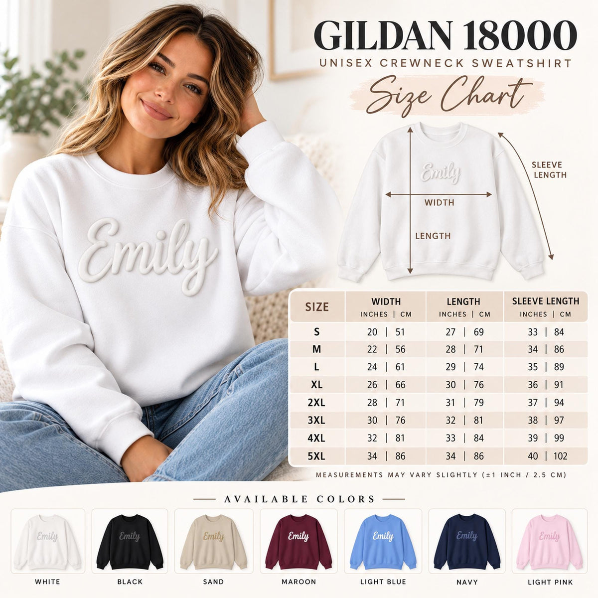 Custom Name Puff Print Sweatshirt, Personalized 3D Raised Text Crewneck, Retro Gift for Her